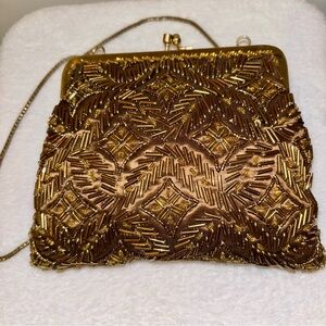 Vintage La Regale Gold Beaded Women's Bag
